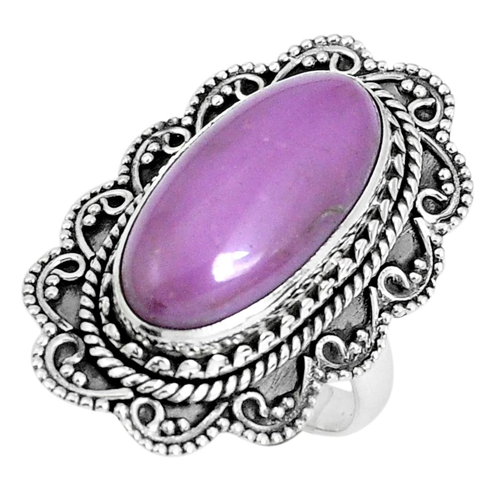 9.47cts natural purple phosphosiderite 925 silver solitaire ring size 6.5 p30303