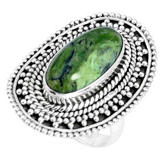 Natural green swiss imperial opal 925 silver solitaire ring size 6.5 p30336