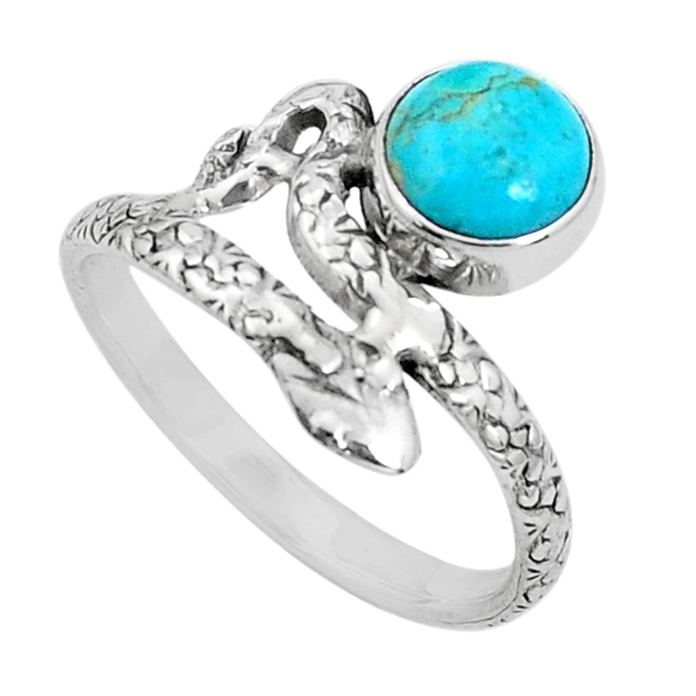 3.19cts blue arizona mohave turquoise 925 silver snake ring size 10 p31321