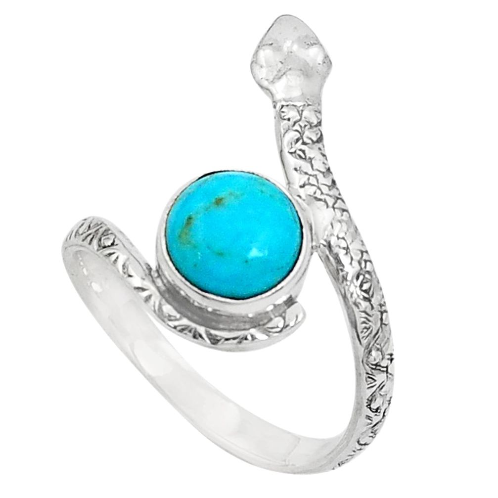 3.32cts green arizona mohave turquoise 925 silver snake ring size 9 p31345