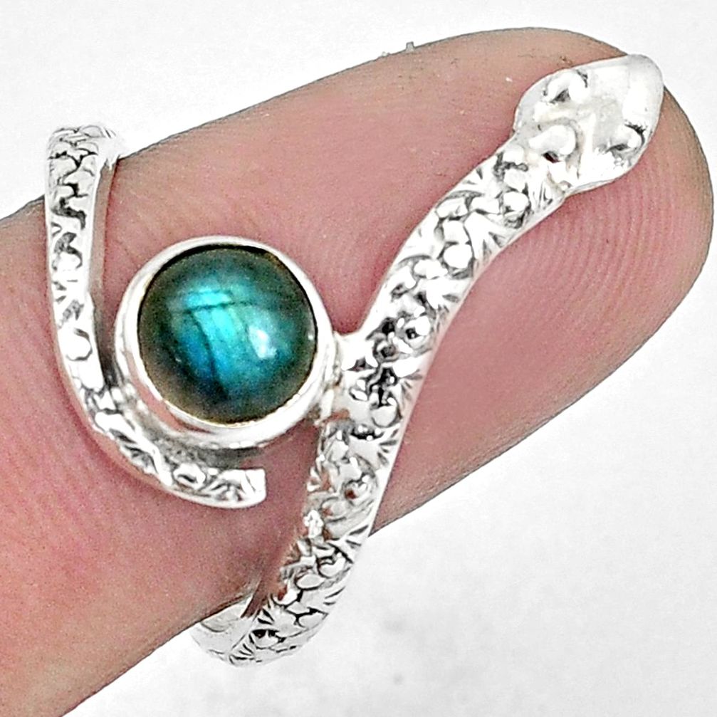 2.21cts natural blue labradorite 925 sterling silver snake ring size 8.5 p31354