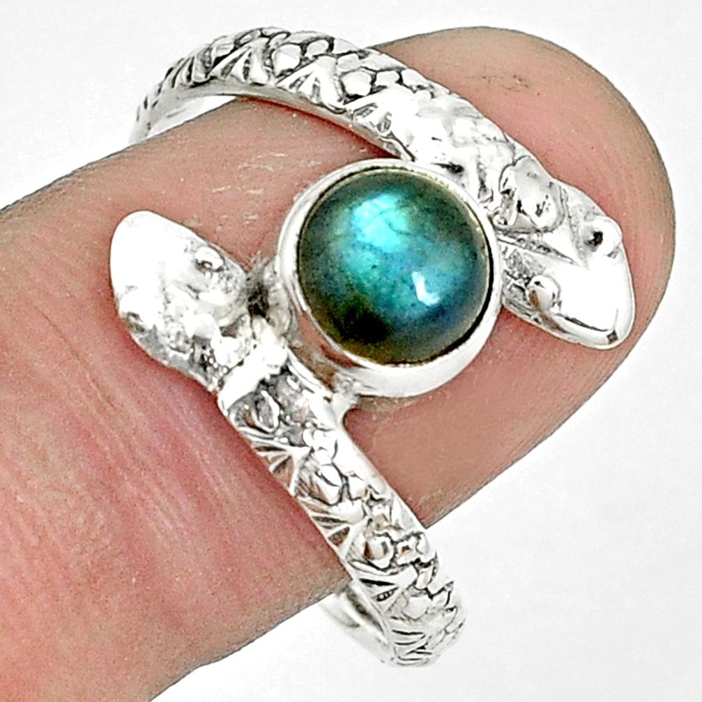 2.41cts natural blue labradorite 925 sterling silver snake ring size 10 p31377