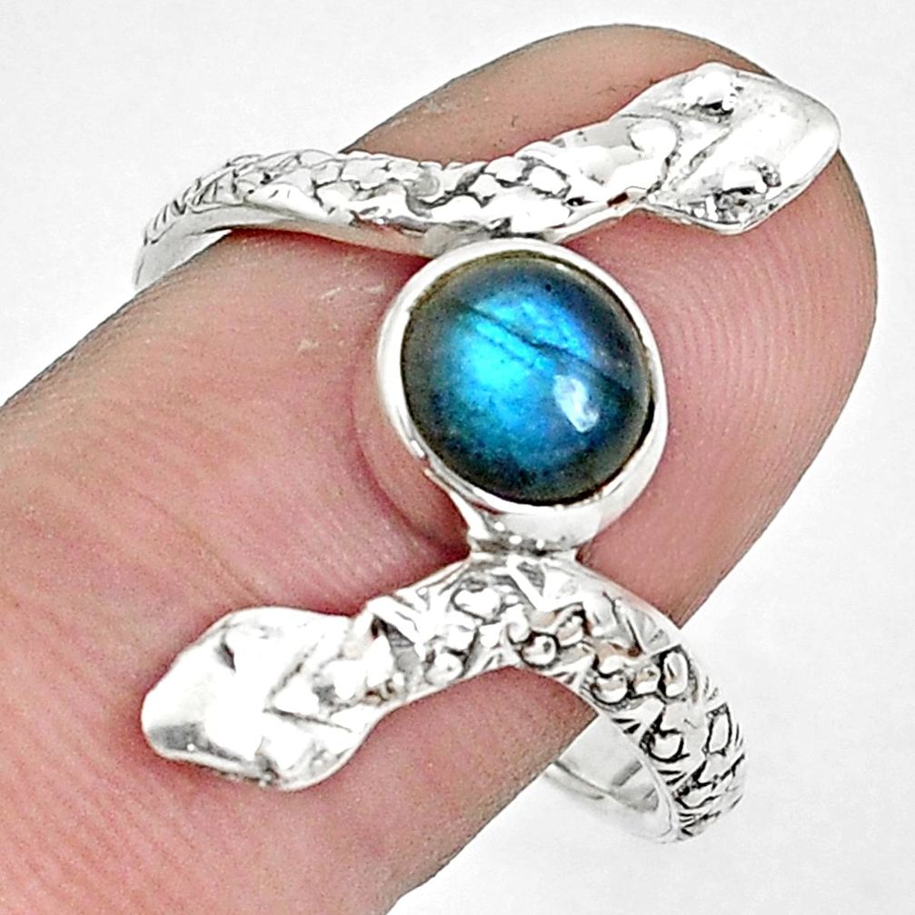 2.41cts natural blue labradorite 925 sterling silver snake ring size 10 p31396