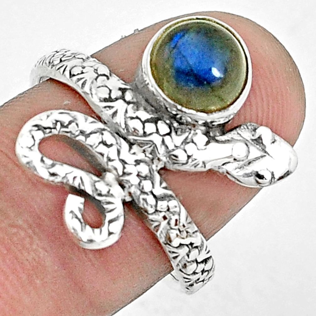 2.33cts natural blue labradorite 925 sterling silver snake ring size 7 p31415