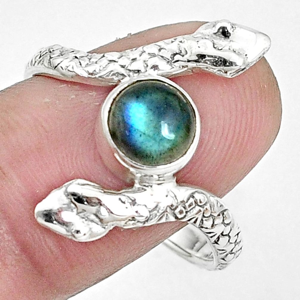 925 sterling silver 2.41cts natural blue labradorite snake ring size 10.5 p31416