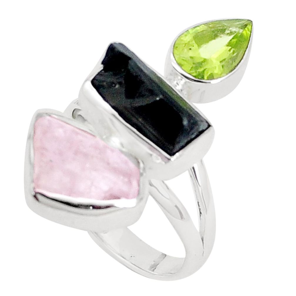 925 silver natural morganite rough tourmaline rough ring jewelry size 8 p31560