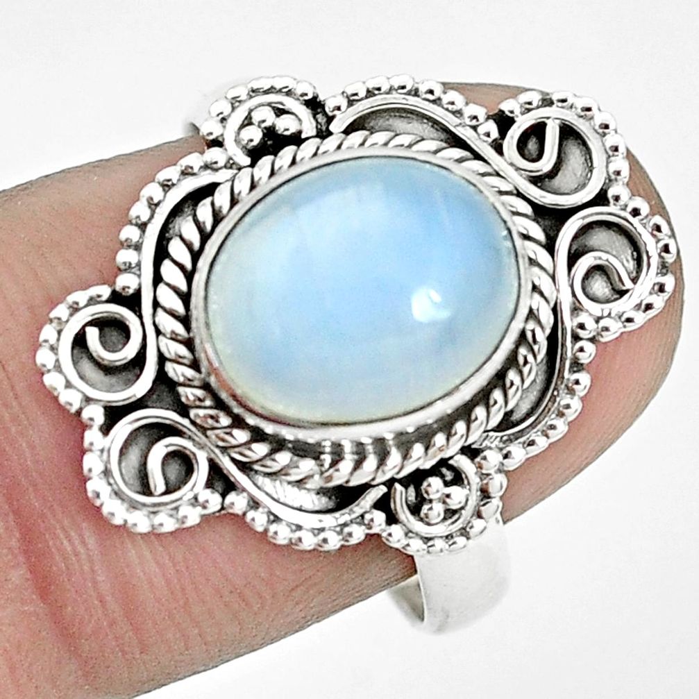4.08cts natural rainbow moonstone 925 silver solitaire ring size 8 p32008