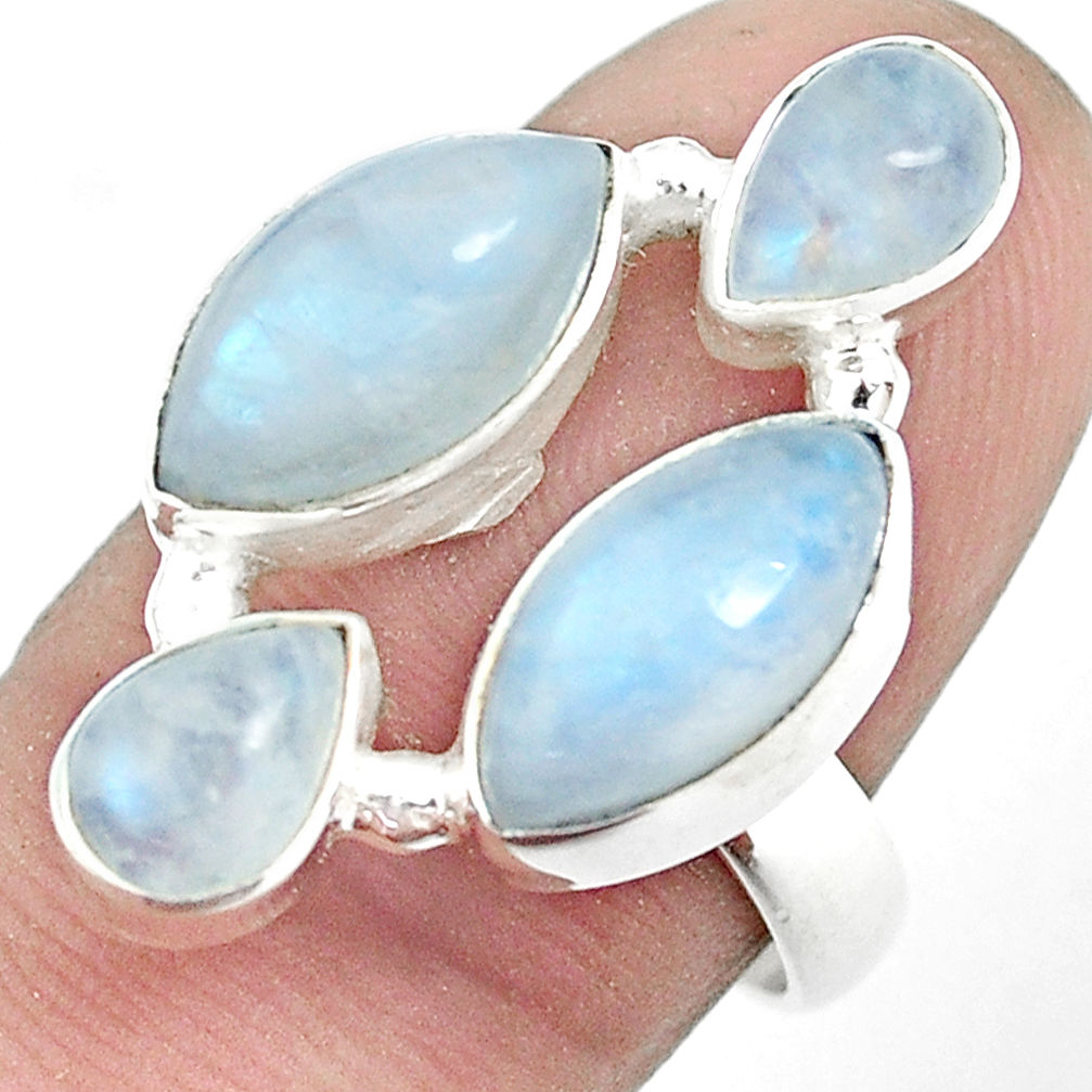 925 sterling silver 13.71cts natural rainbow moonstone ring size 7.5 p32023