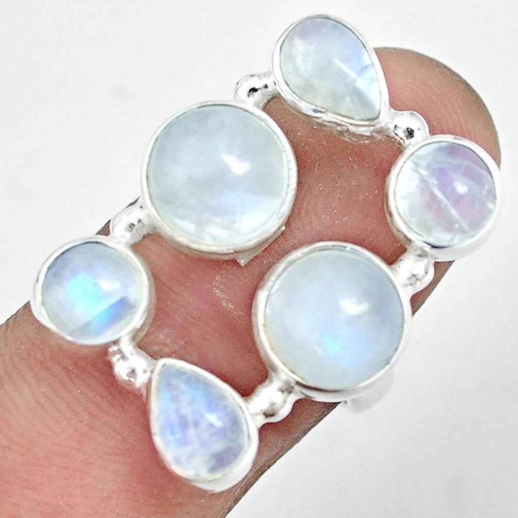 12.62cts natural rainbow moonstone 925 sterling silver ring size 6.5 p32024