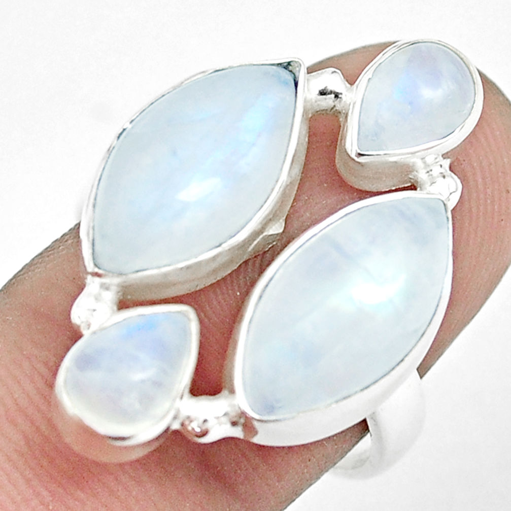 13.07cts natural rainbow moonstone 925 sterling silver ring size 8 p32055