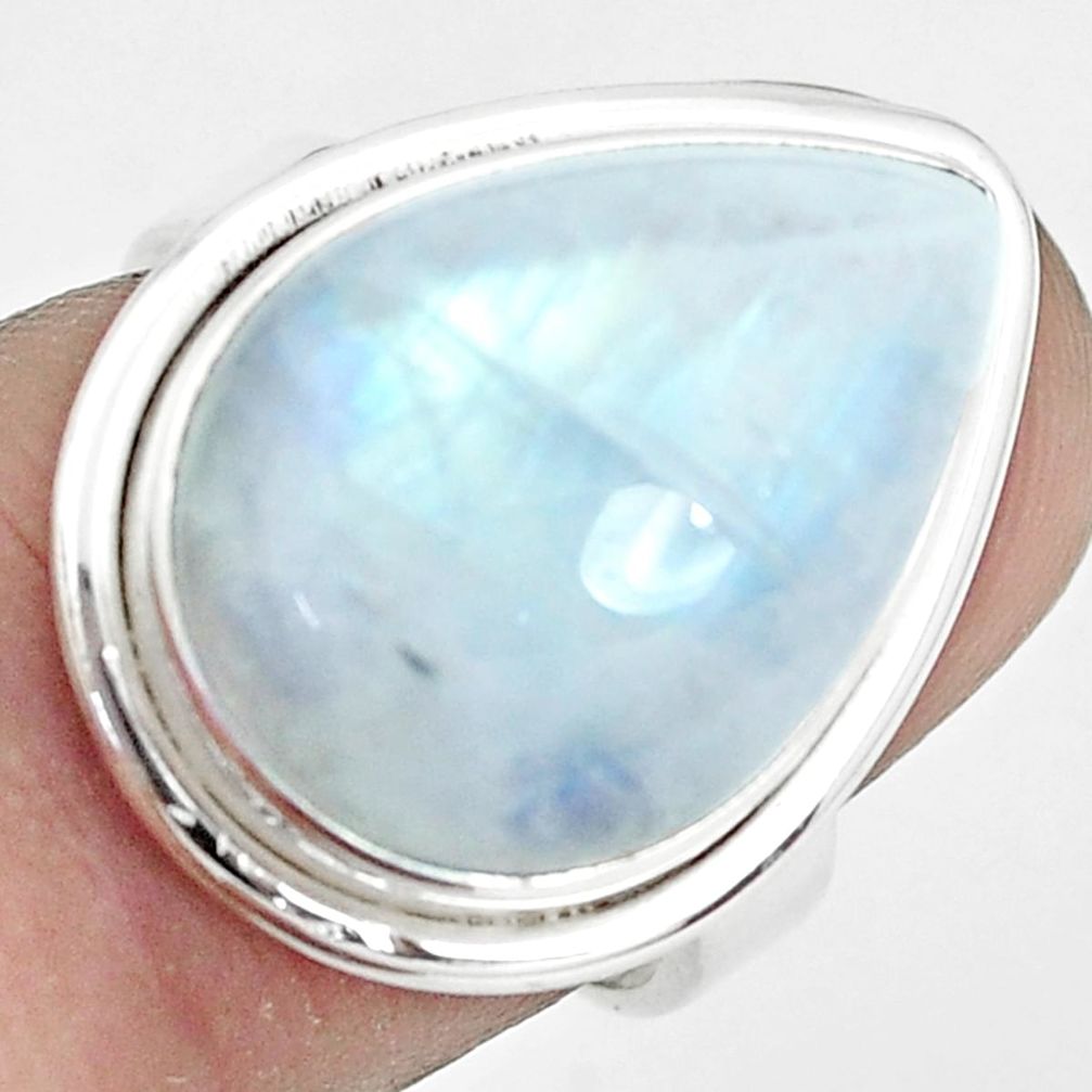 14.72cts natural rainbow moonstone 925 sterling silver ring size 6.5 p32080
