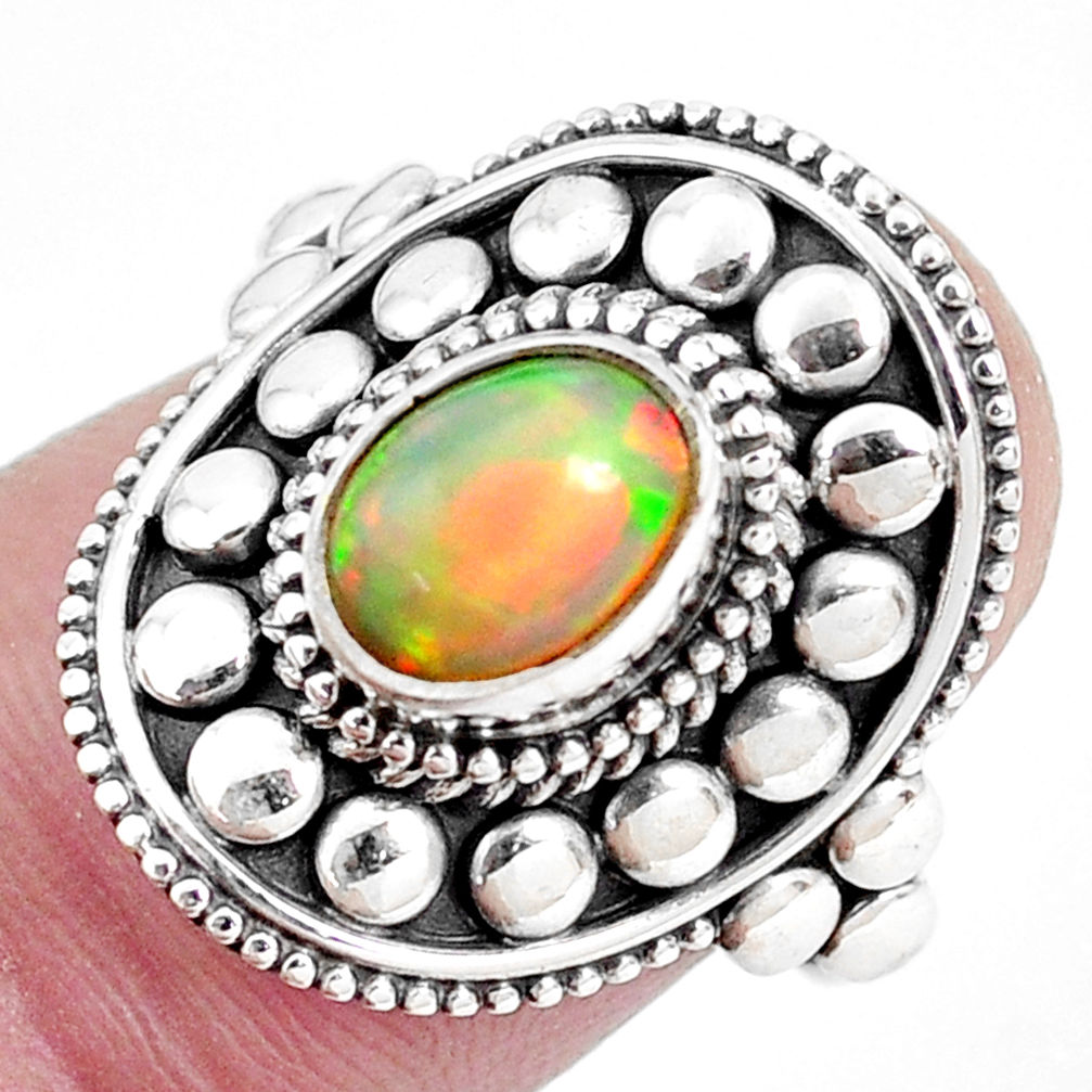2.01cts natural ethiopian opal 925 sterling silver solitaire ring size 7 p32125