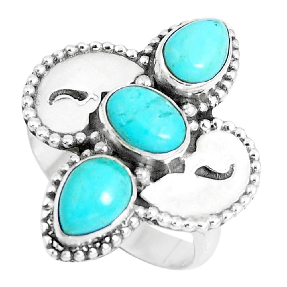 4.78cts green arizona mohave turquoise 925 sterling silver ring size 7.5 p5005