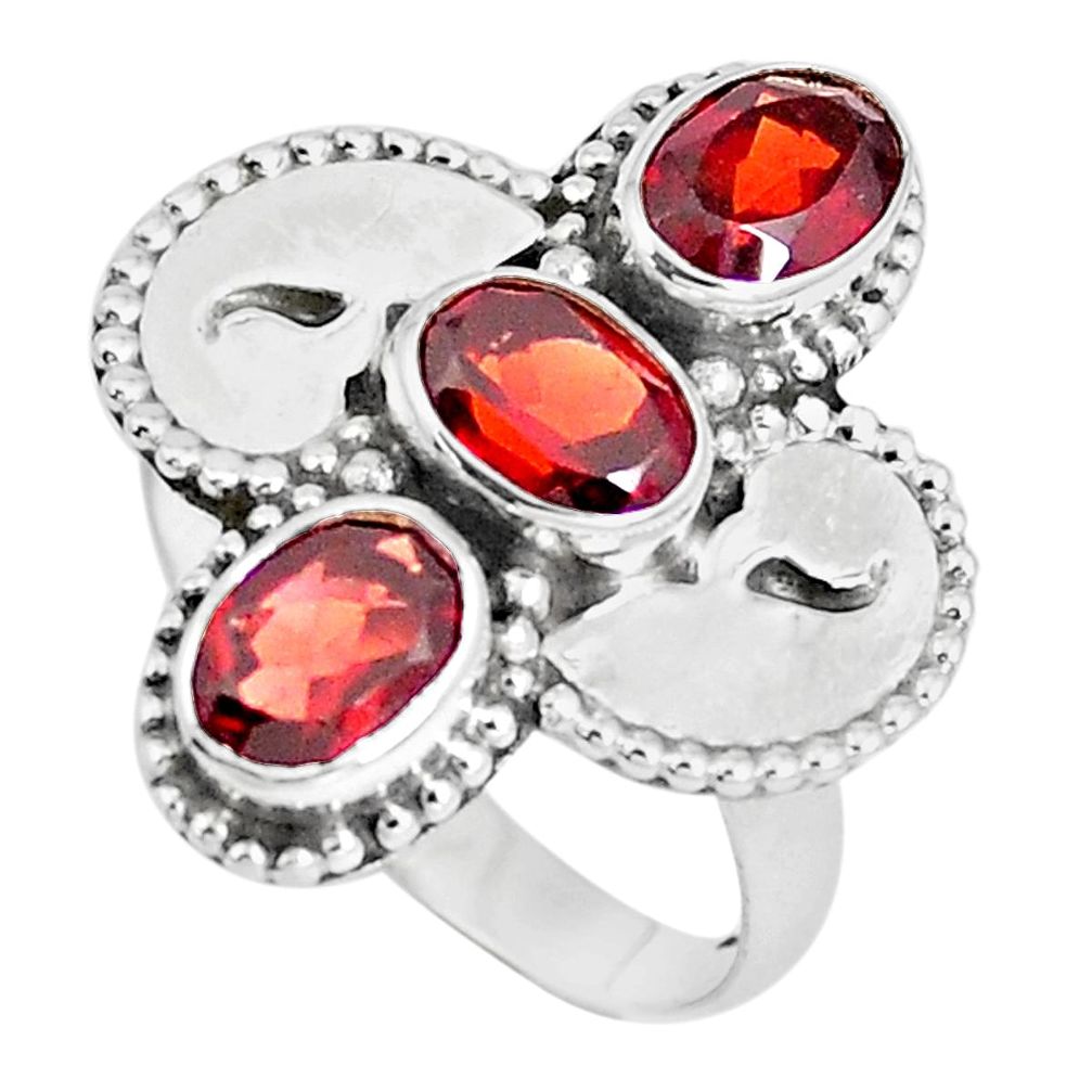 925 sterling silver 4.65cts natural red garnet oval ring jewelry size 8 p5009