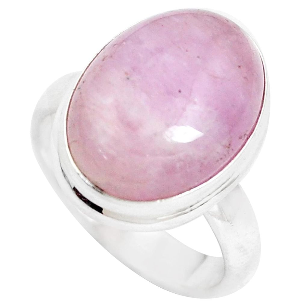 11.02cts natural pink kunzite 925 sterling silver solitaire ring size 6.5 p5547