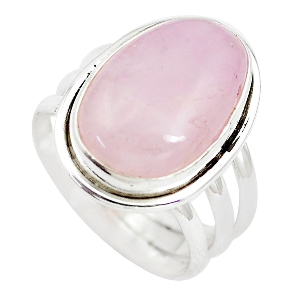 11.71cts natural pink kunzite 925 sterling silver solitaire ring size 7.5 p5554