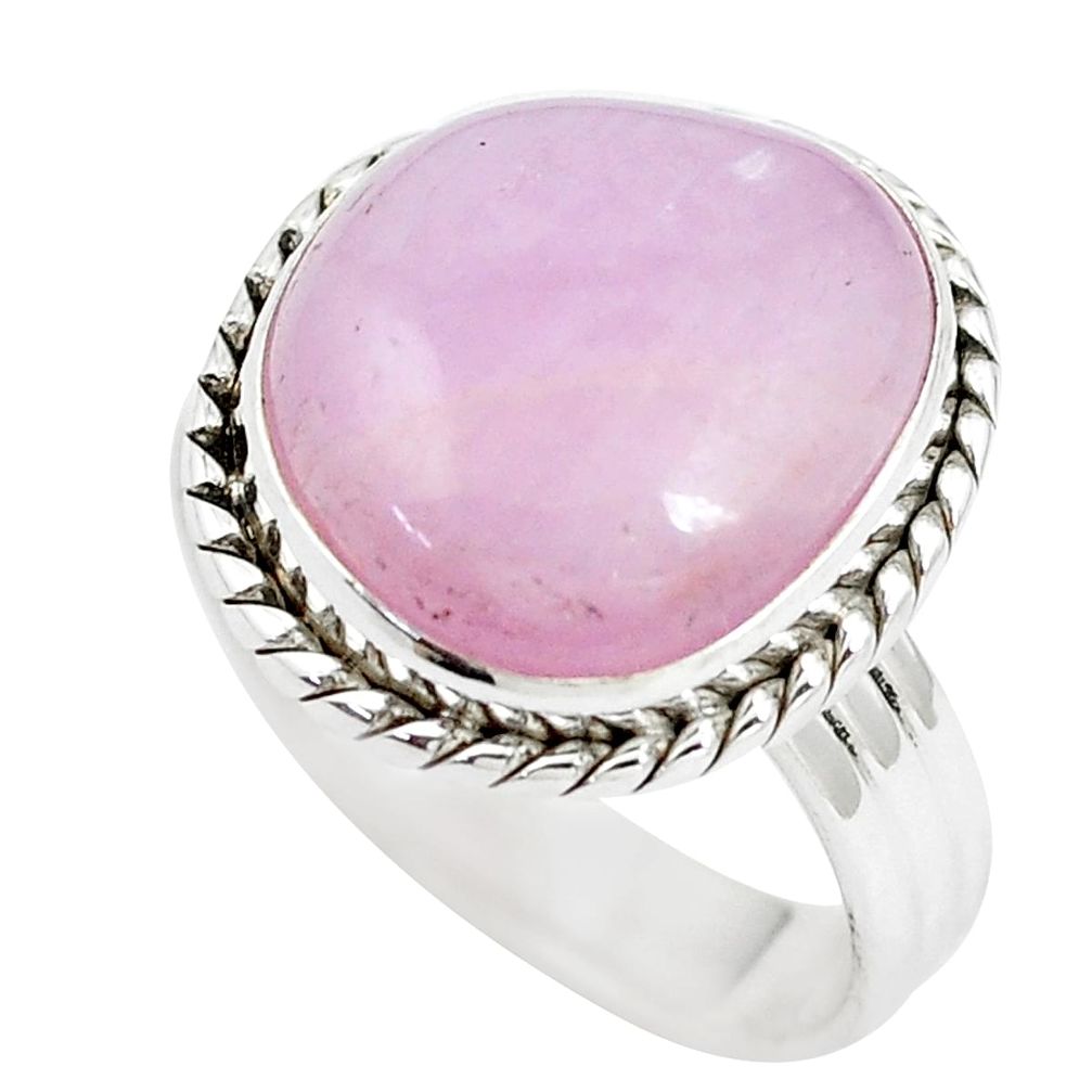 925 sterling silver 10.30cts natural pink kunzite solitaire ring size 8 p5557