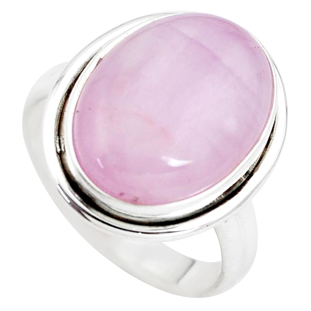 10.23cts natural pink kunzite 925 sterling silver solitaire ring size 7.5 p5559