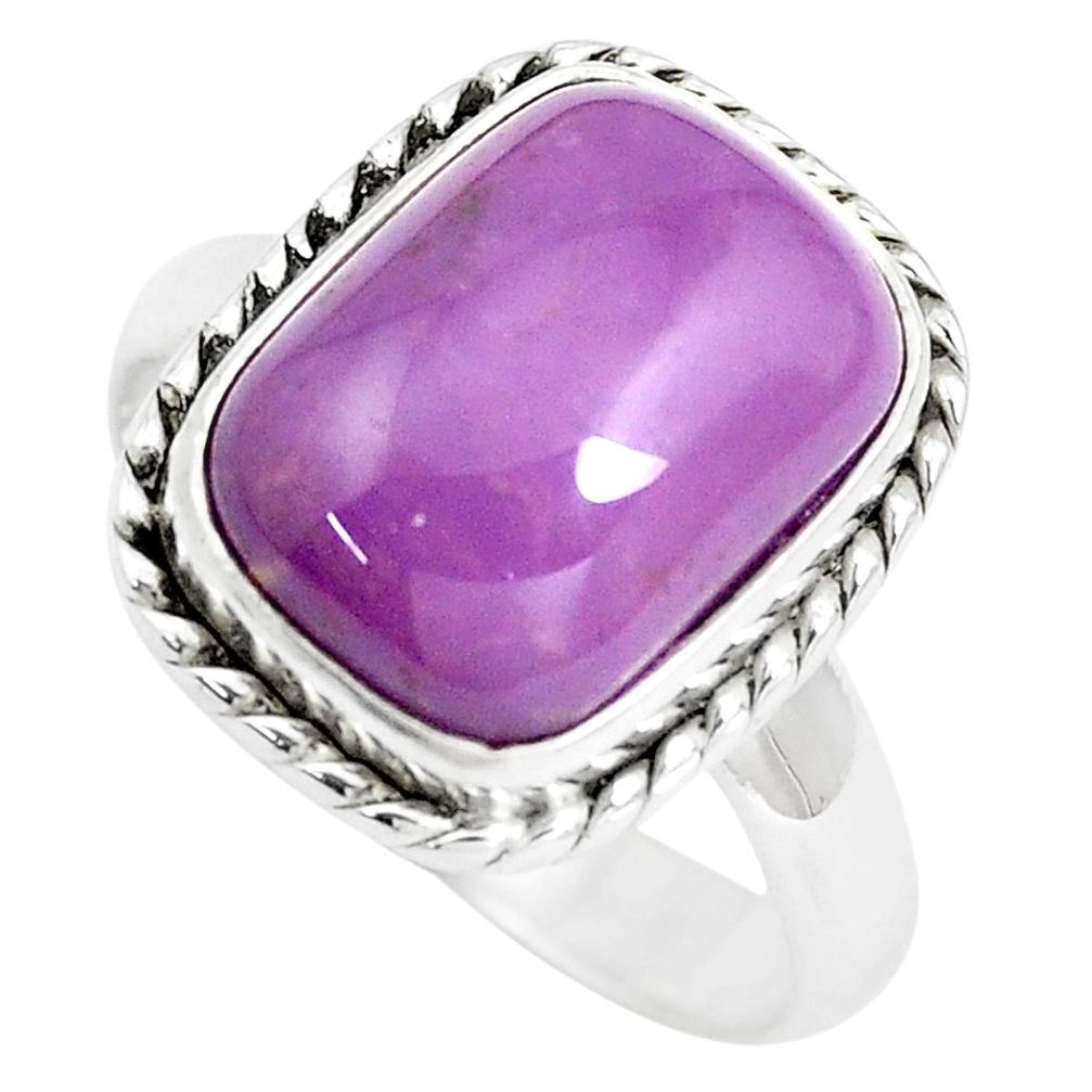 6.83cts natural purple phosphosiderite 925 silver solitaire ring size 8 p5596