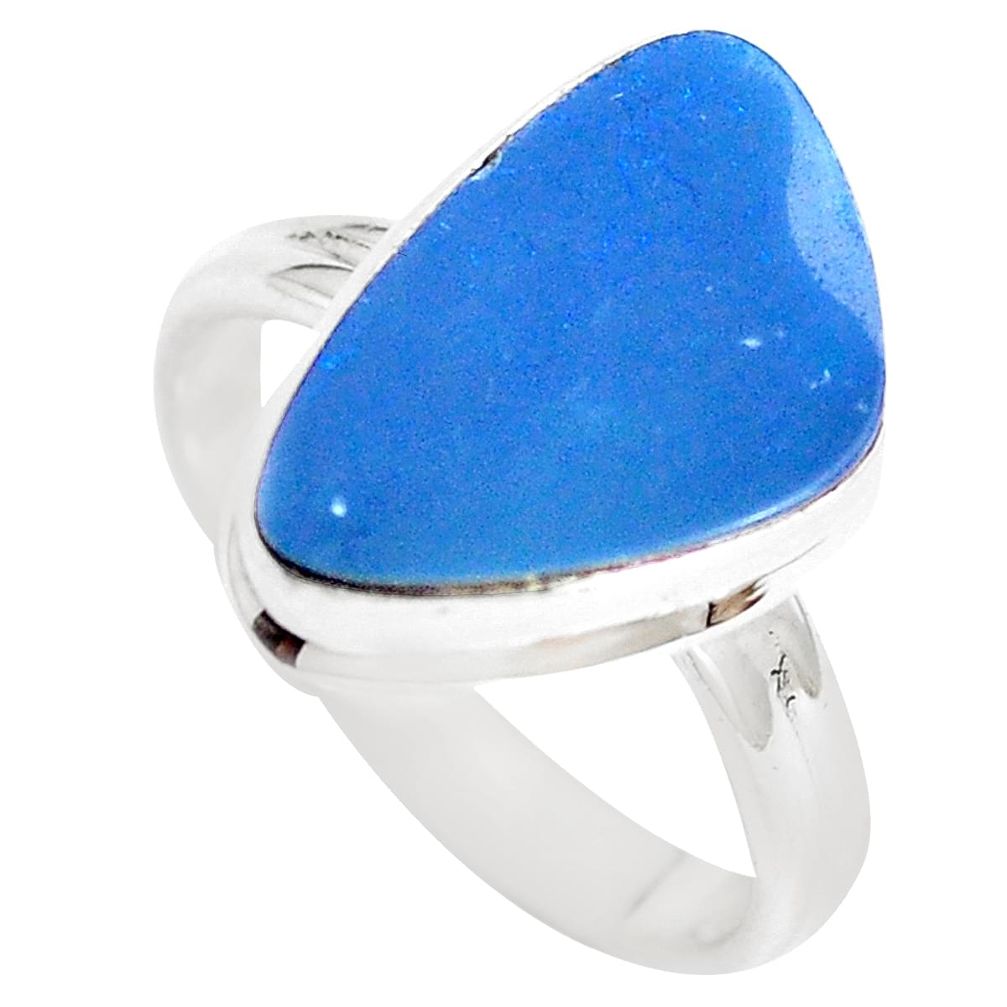 Natural blue doublet opal australian 925 silver solitaire ring size 7 p5607