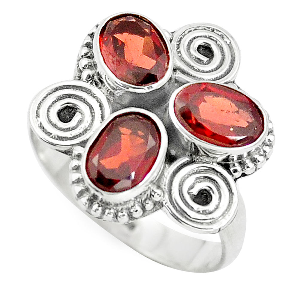 925 sterling silver 4.69cts natural red garnet oval ring jewelry size 7.5 p5672