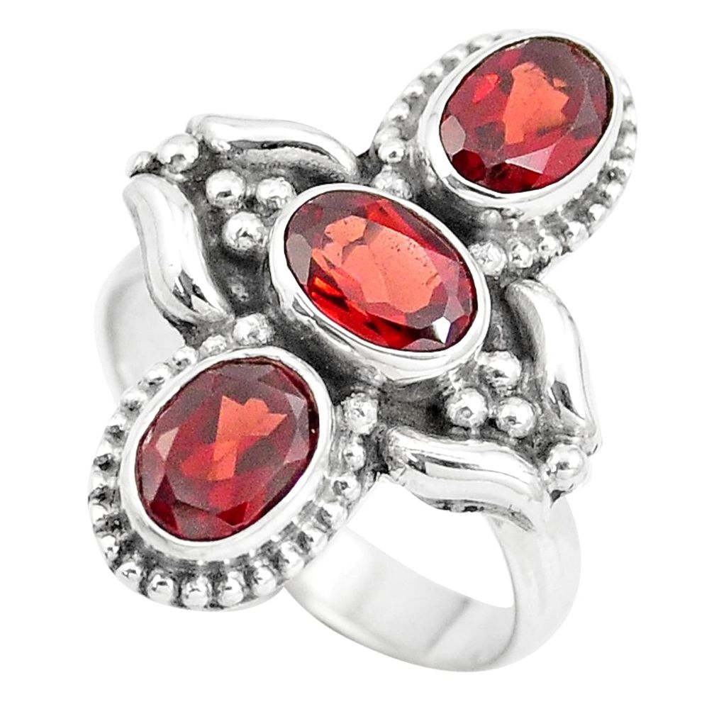 4.94cts natural red garnet 925 sterling silver ring jewelry size 6.5 p5693