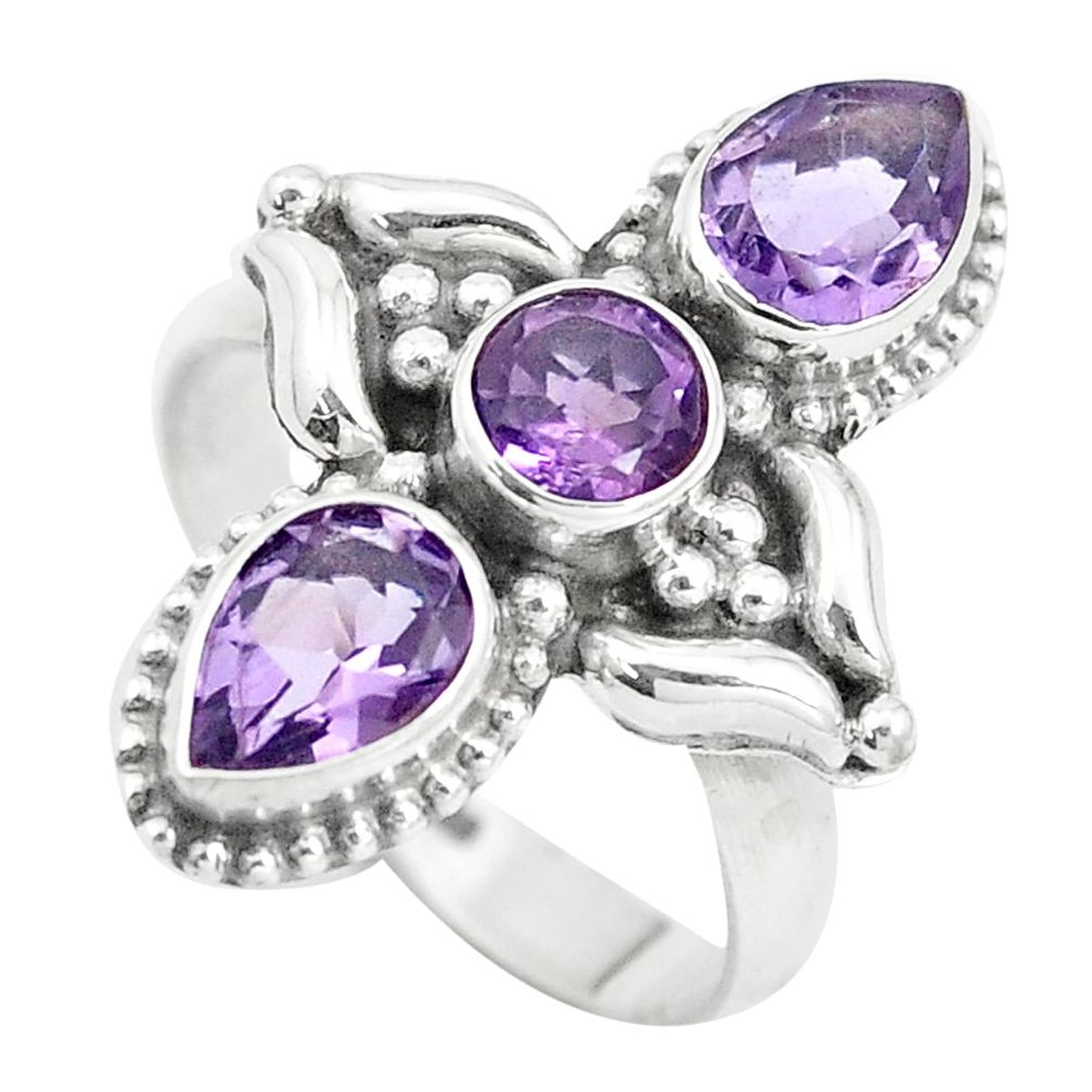 4.74cts natural purple amethyst 925 sterling silver ring jewelry size 7.5 p5697