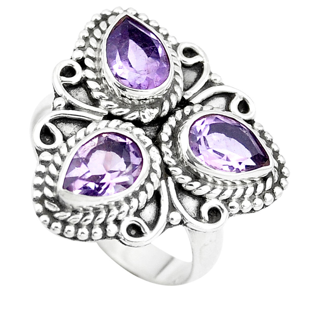 4.73cts natural purple amethyst 925 sterling silver ring jewelry size 7.5 p5700