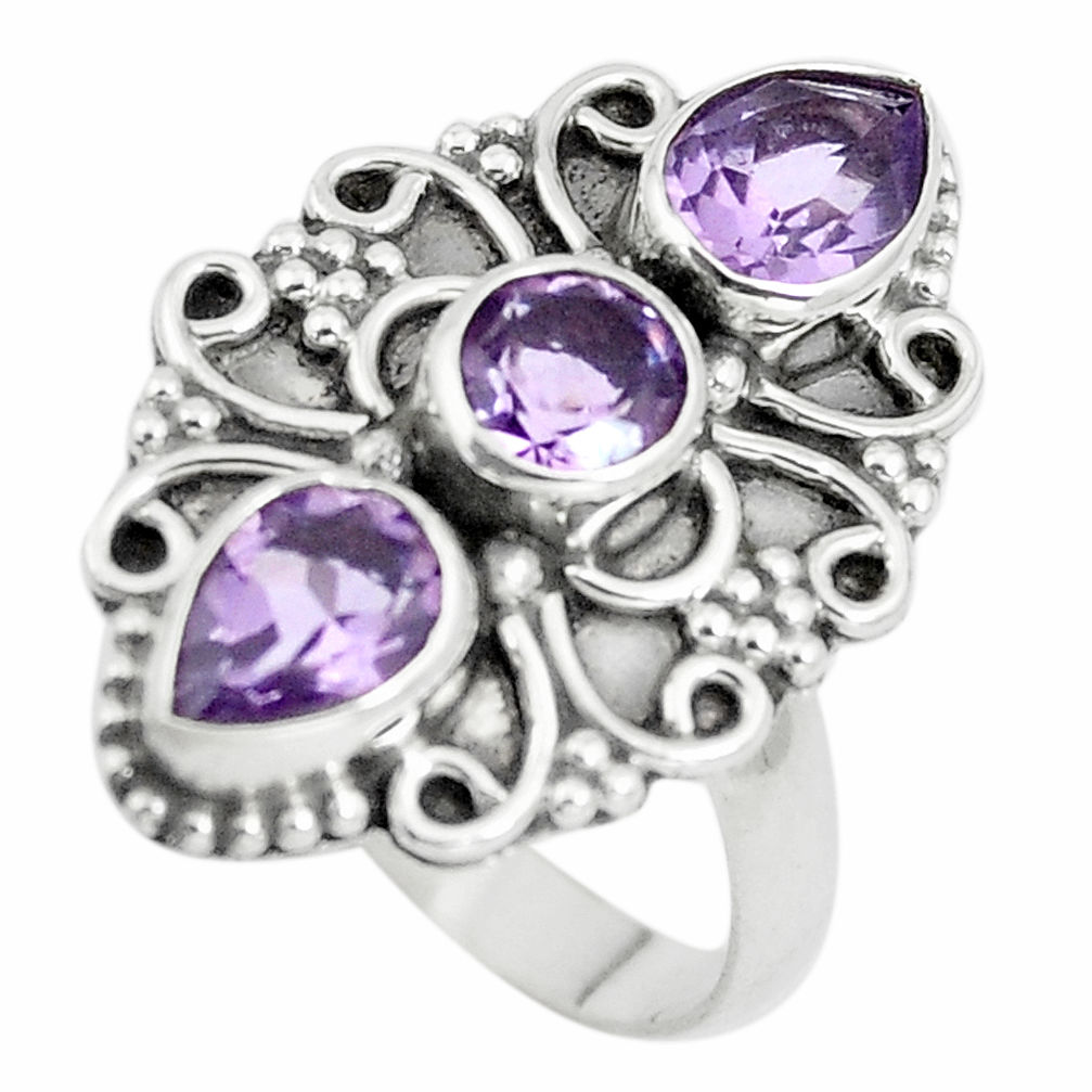 925 sterling silver 4.23cts natural purple amethyst ring jewelry size 7 p5704