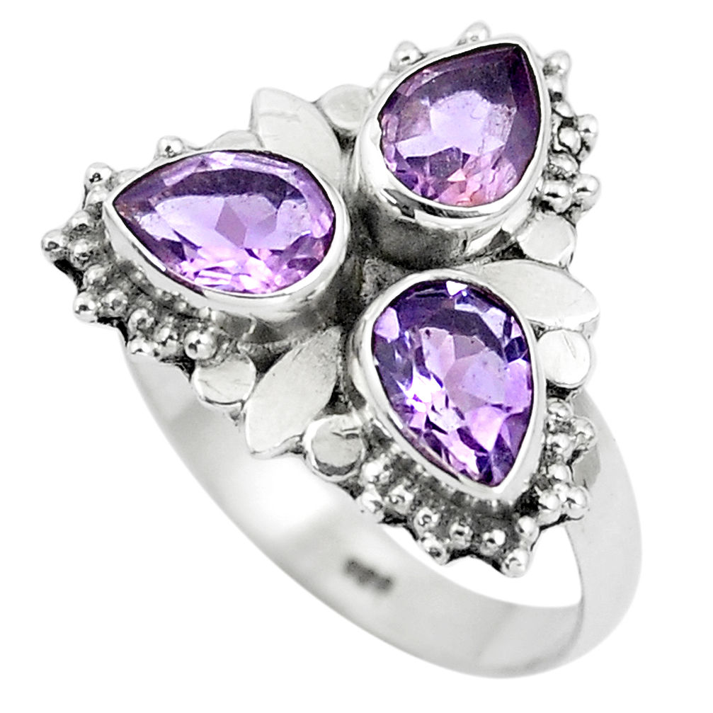 4.69cts natural purple amethyst 925 sterling silver ring jewelry size 8 p5706