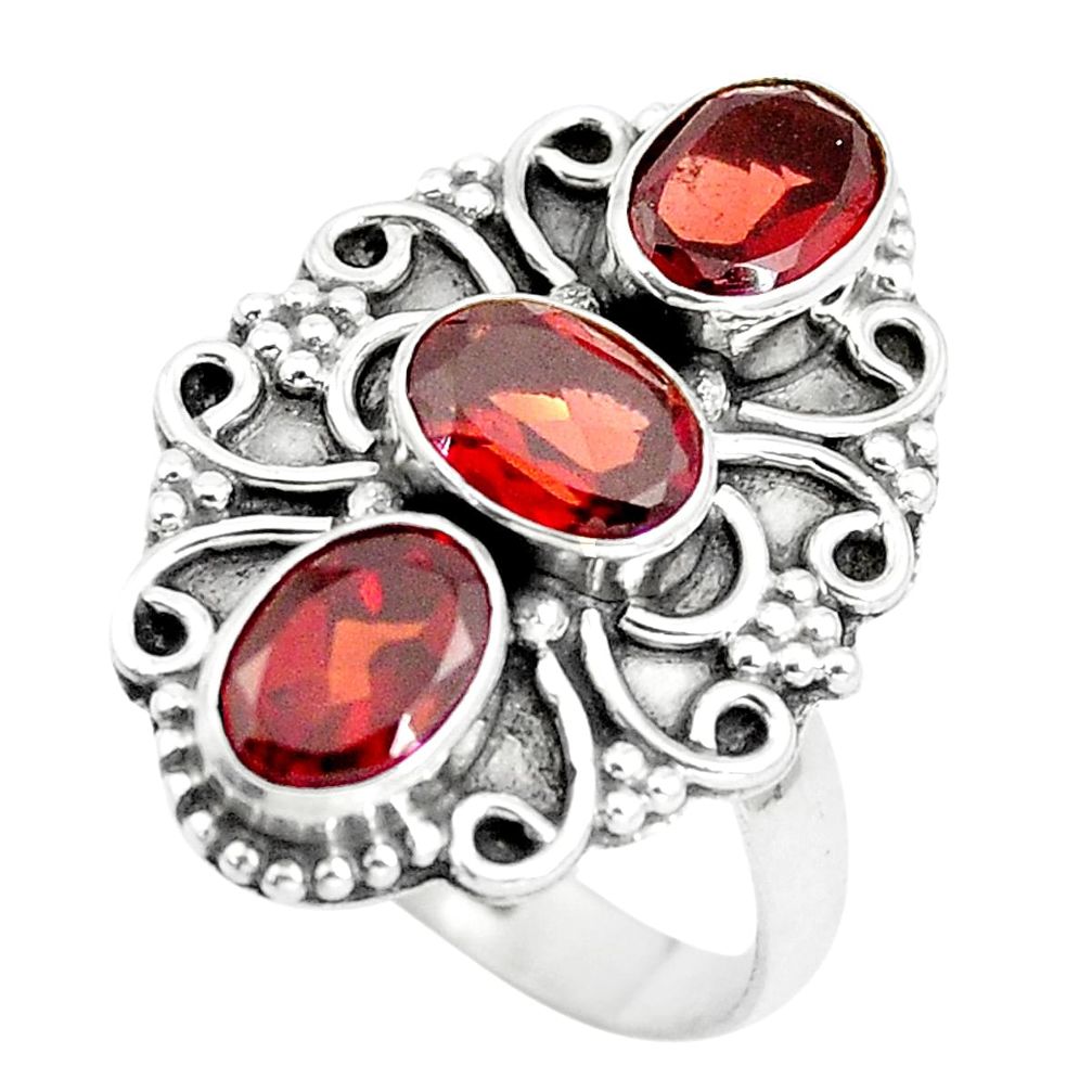 925 sterling silver 4.92cts natural red garnet oval ring jewelry size 6.5 p5710