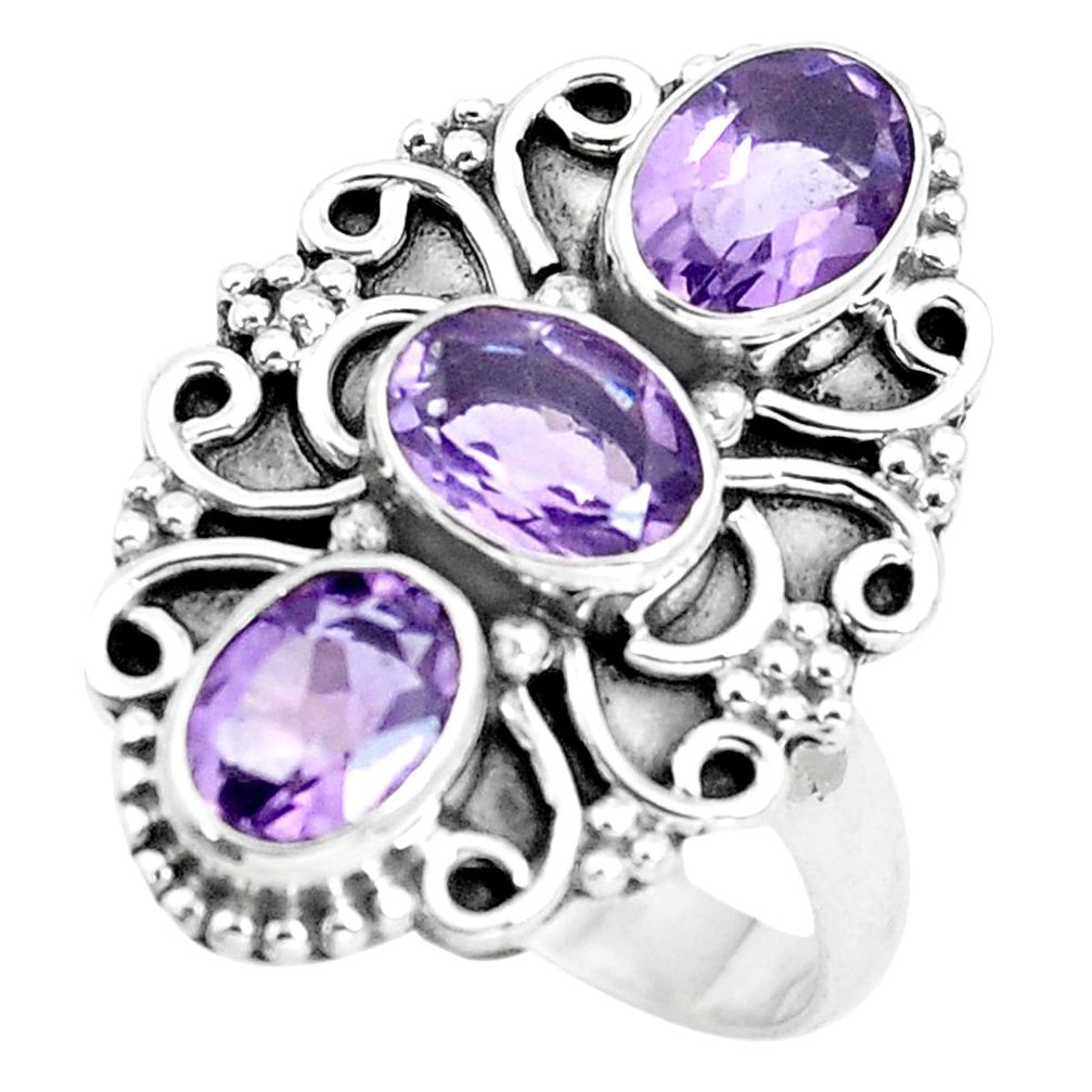 5.07cts natural purple amethyst 925 sterling silver ring jewelry size 7.5 p5724