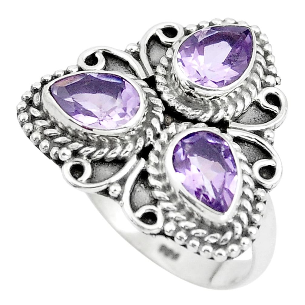 4.74cts natural purple amethyst 925 sterling silver ring jewelry size 7 p5727