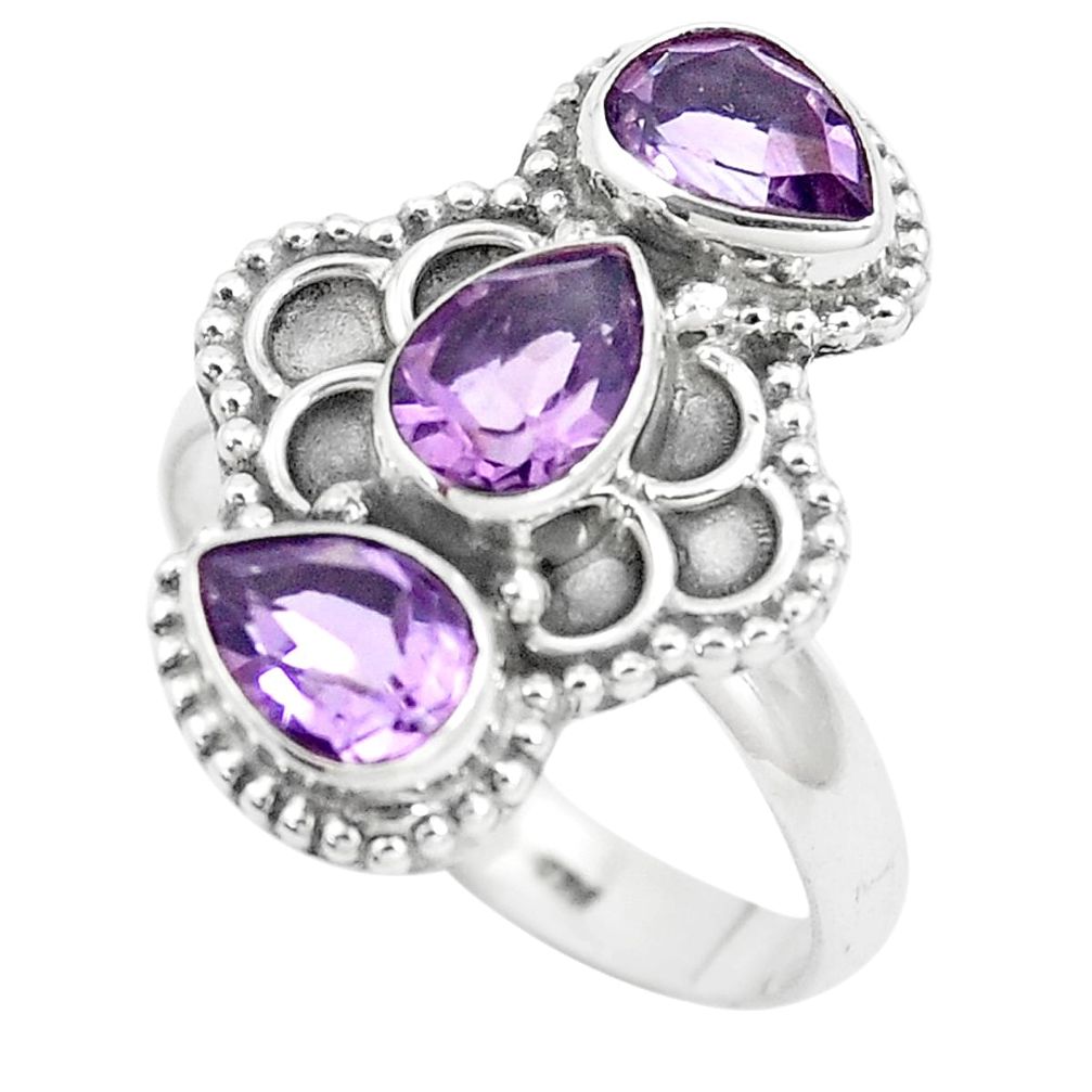 5.38cts natural purple amethyst 925 sterling silver ring jewelry size 8.5 p5755