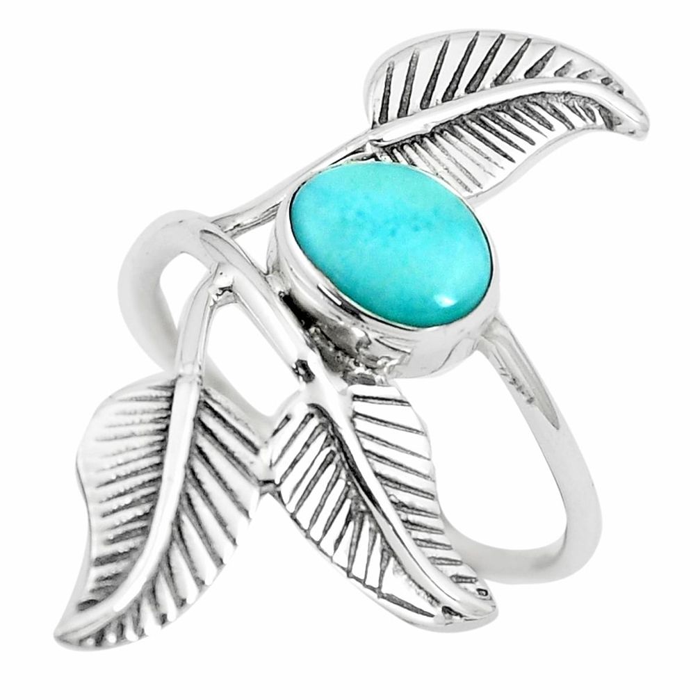 2.09cts natural larimar 925 silver dreamcatcher solitaire ring size 8.5 p6081