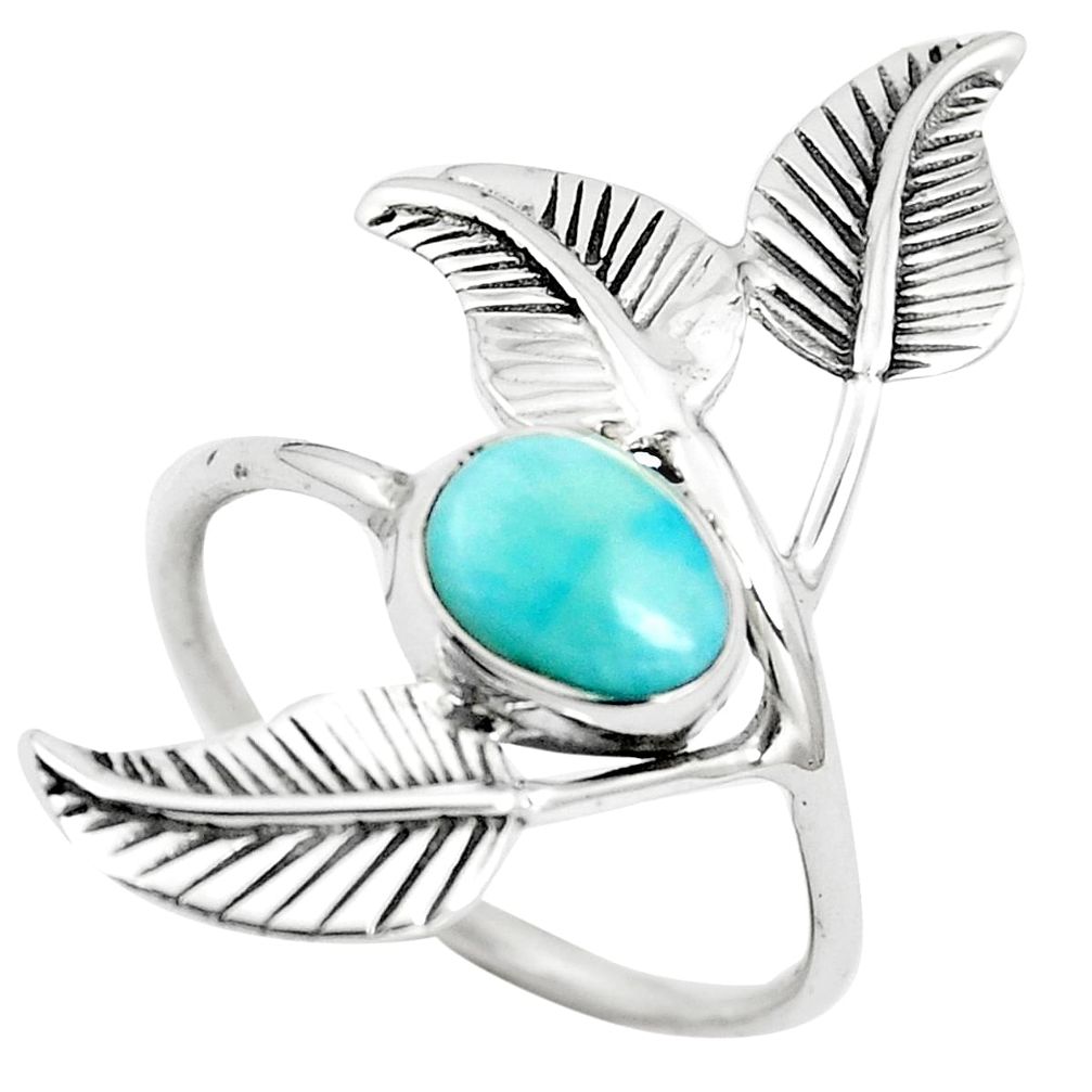 925 silver 2.08cts natural blue larimar dreamcatcher solitaire ring size 8 p6084