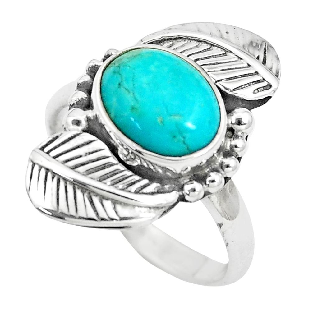 Natural kingman turquoise silver dreamcatcher solitaire ring size 7.5 p6124