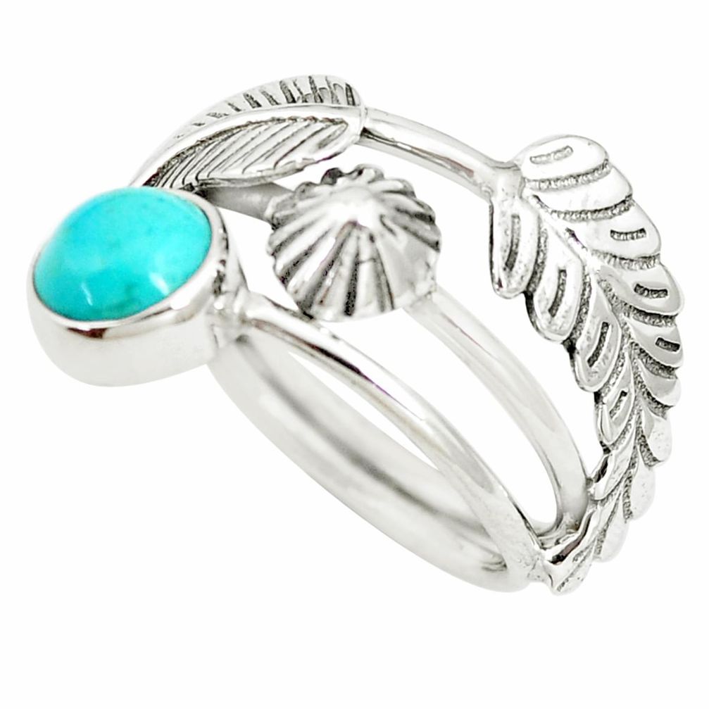 Natural green kingman turquoise silver dreamcatcher solitaire ring size 8 p6164