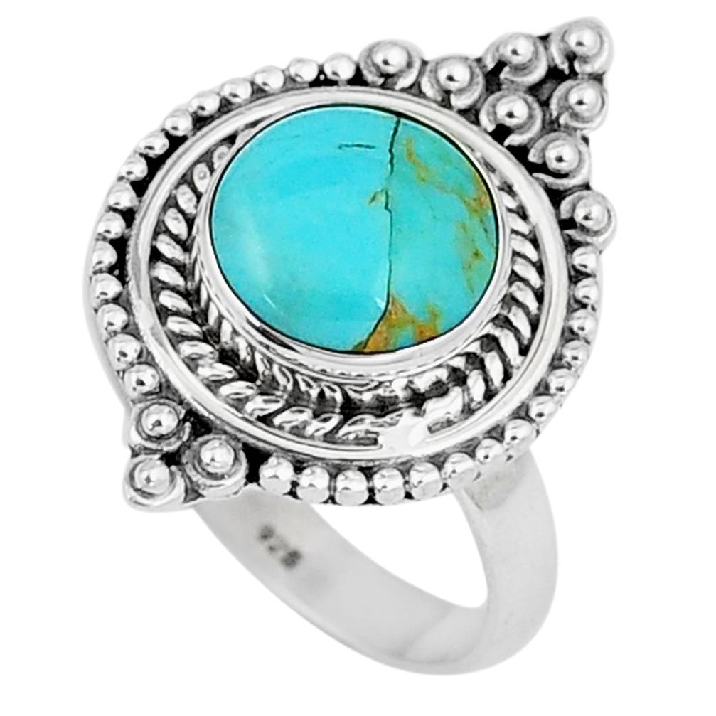 5.74cts blue arizona mohave turquoise 925 silver solitaire ring size 9 p6244