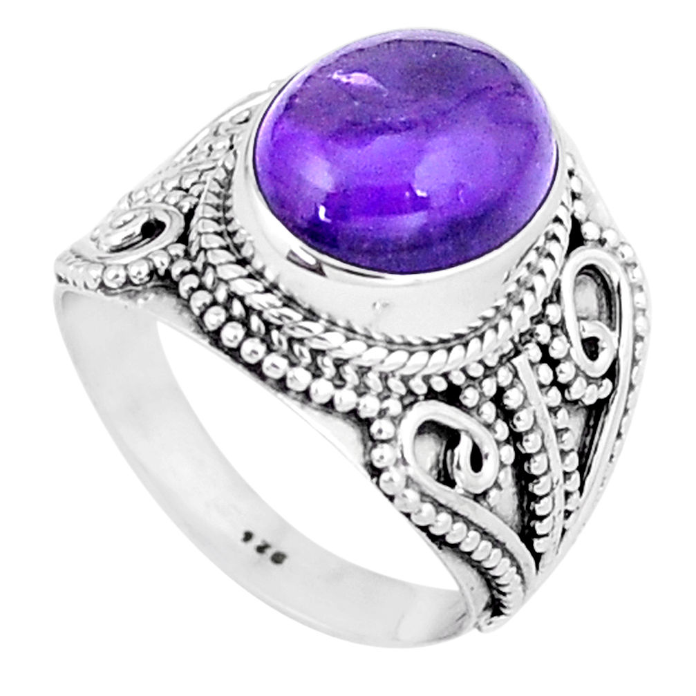 5.35cts natural purple amethyst 925 silver solitaire ring jewelry size 8 p6268
