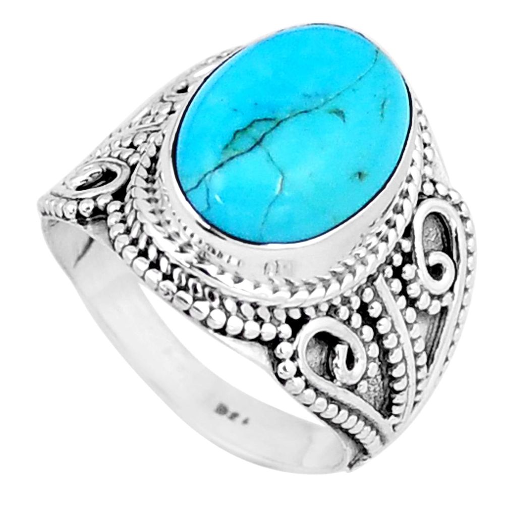925 silver 6.54cts green arizona mohave turquoise solitaire ring size 8 p6269