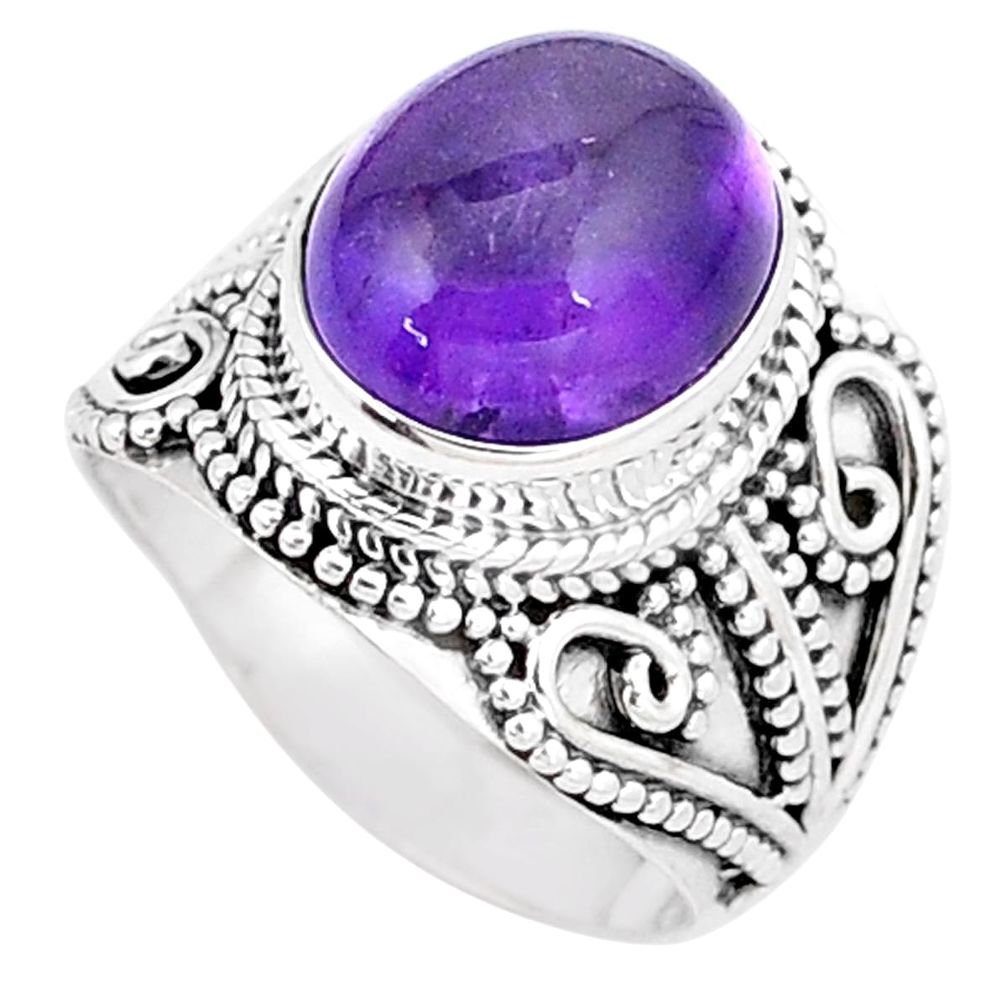 925 silver 4.82cts natural purple amethyst solitaire ring jewelry size 7.5 p6273