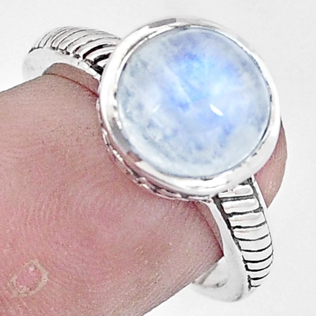 4.52cts natural rainbow moonstone 925 silver solitaire ring jewelry size 7 p6337