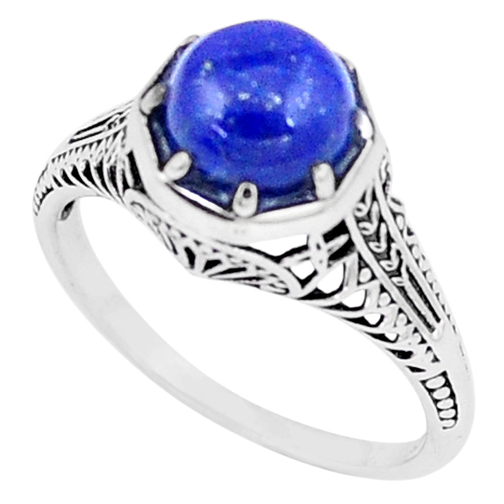 3.12cts natural blue lapis lazuli 925 silver solitaire ring jewelry size 9 p6429