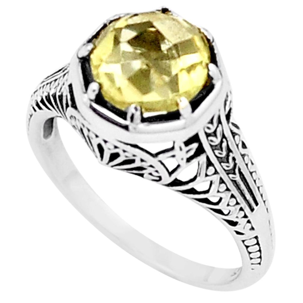 3.31cts natural lemon topaz 925 sterling silver solitaire ring size 7 p6434