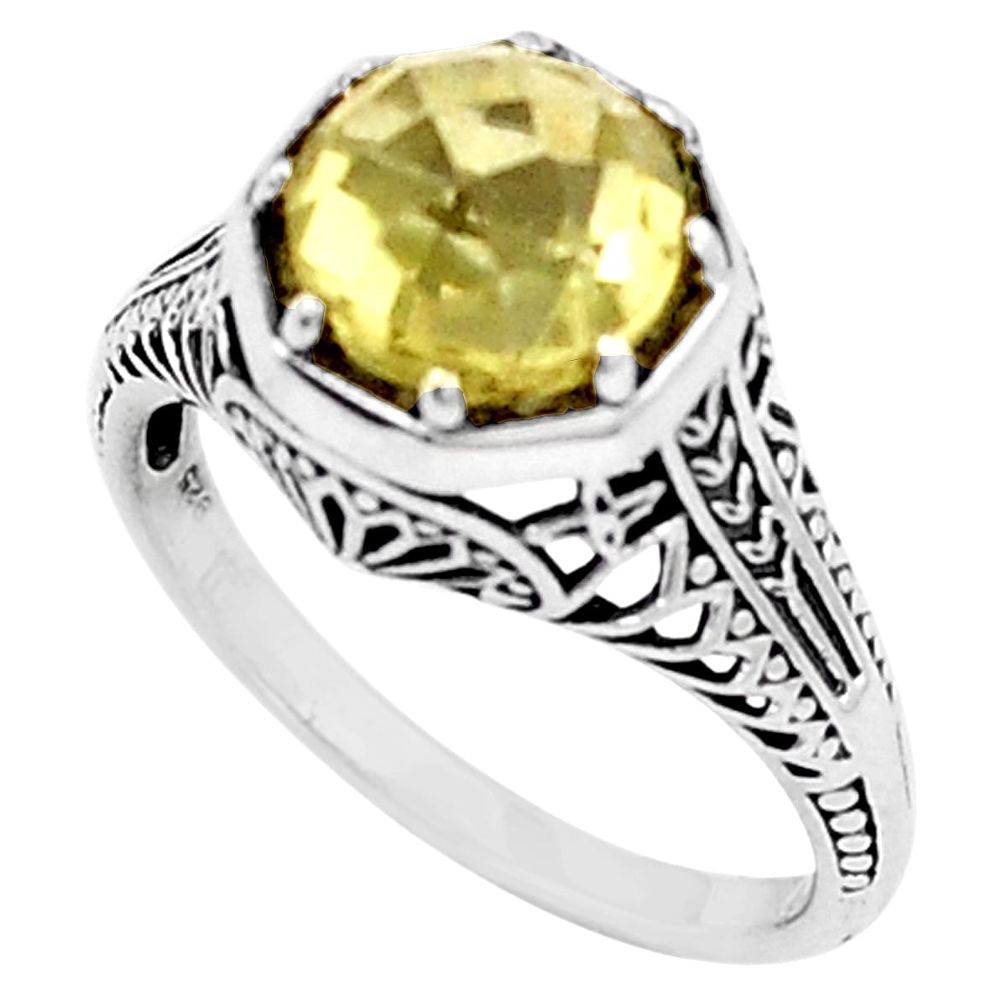 3.31cts natural lemon topaz 925 sterling silver solitaire ring size 7 p6435