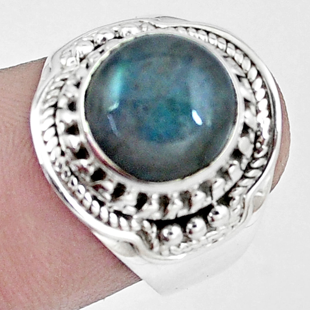4.92cts natural blue labradorite 925 silver solitaire ring size 7.5 p6487