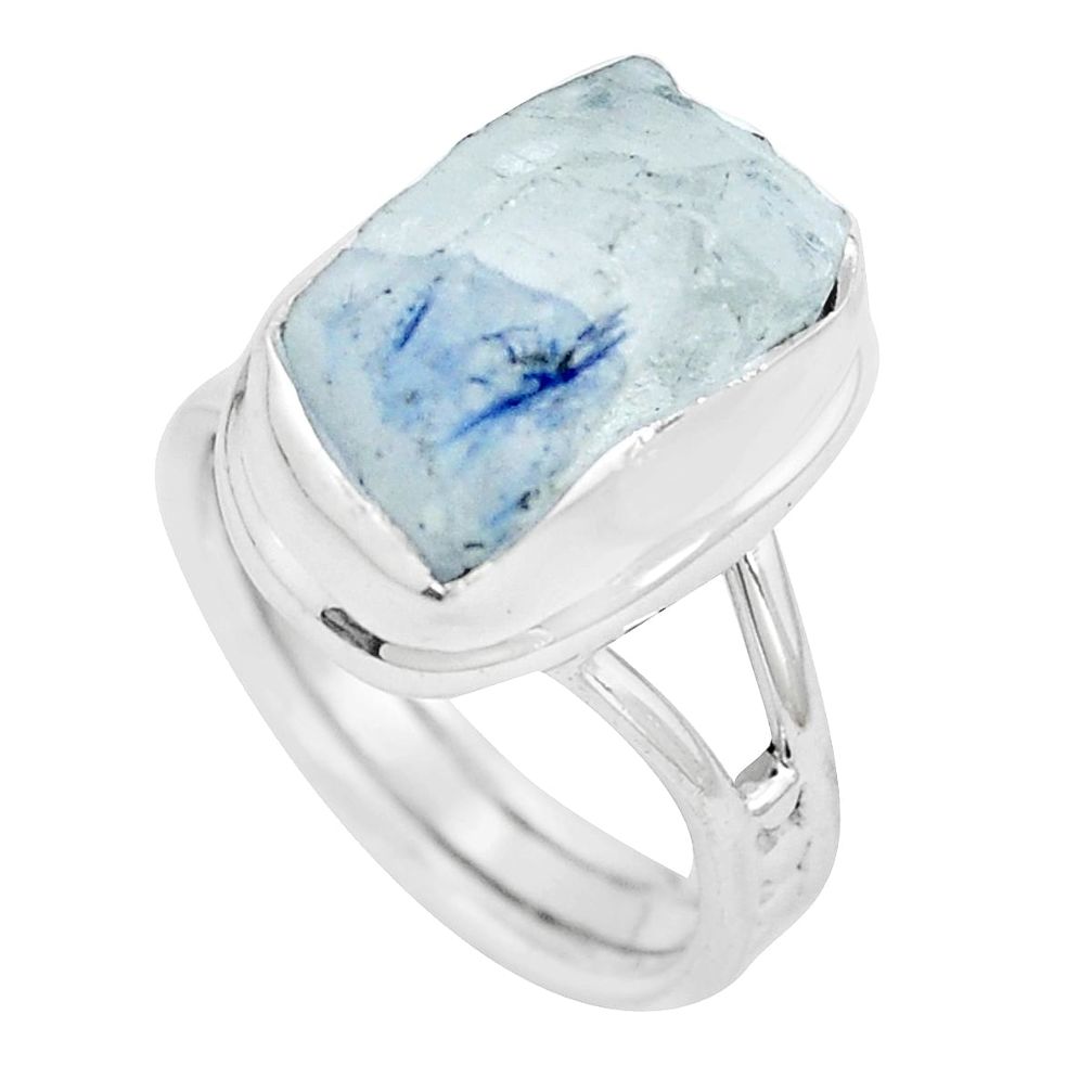 11.27cts natural blue dumortierite rough 925 silver solitaire ring size 6 p6793