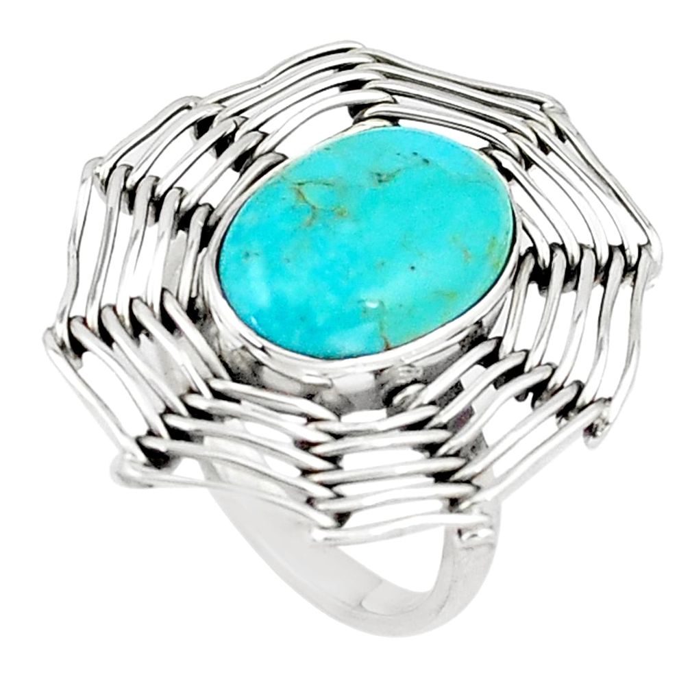 925 silver arizona mohave turquoise spider wave solitaire ring size 8 p7191