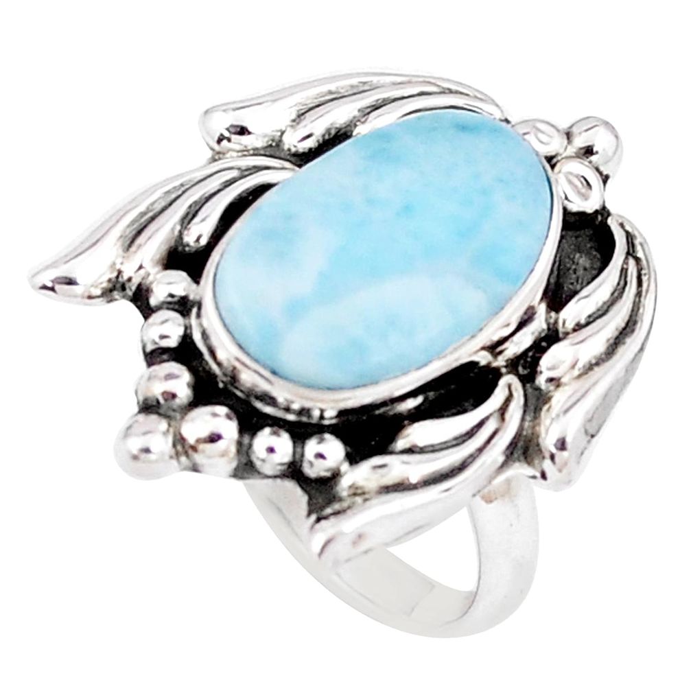 925 silver 7.12cts natural blue larimar solitaire ring jewelry size 6 p7246
